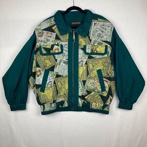 Vintage 90s River Edge Retro All Over Print Windbreaker Jacket Women XL